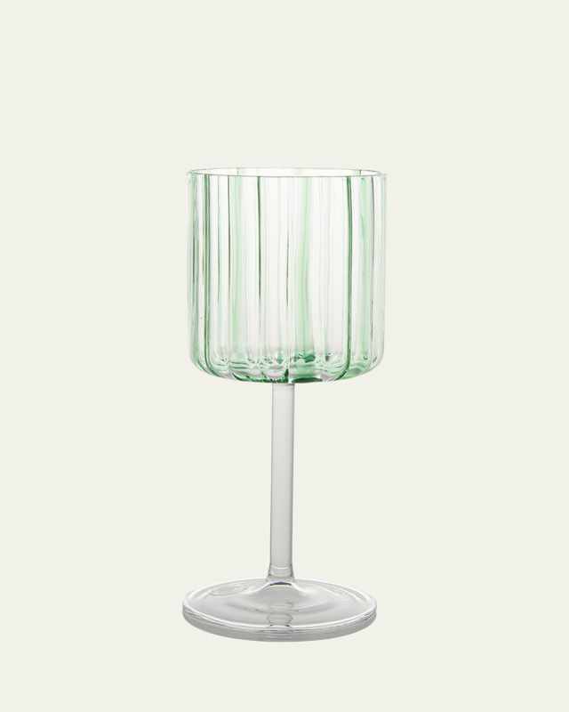 Green Striped Wine Glass